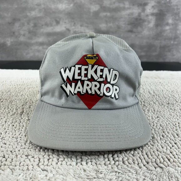 Vintage Weekend Warrior Mesh Snapback Trucker Hat OSFA Workwear Sakrete Grey Cap - Picture 1 of 11